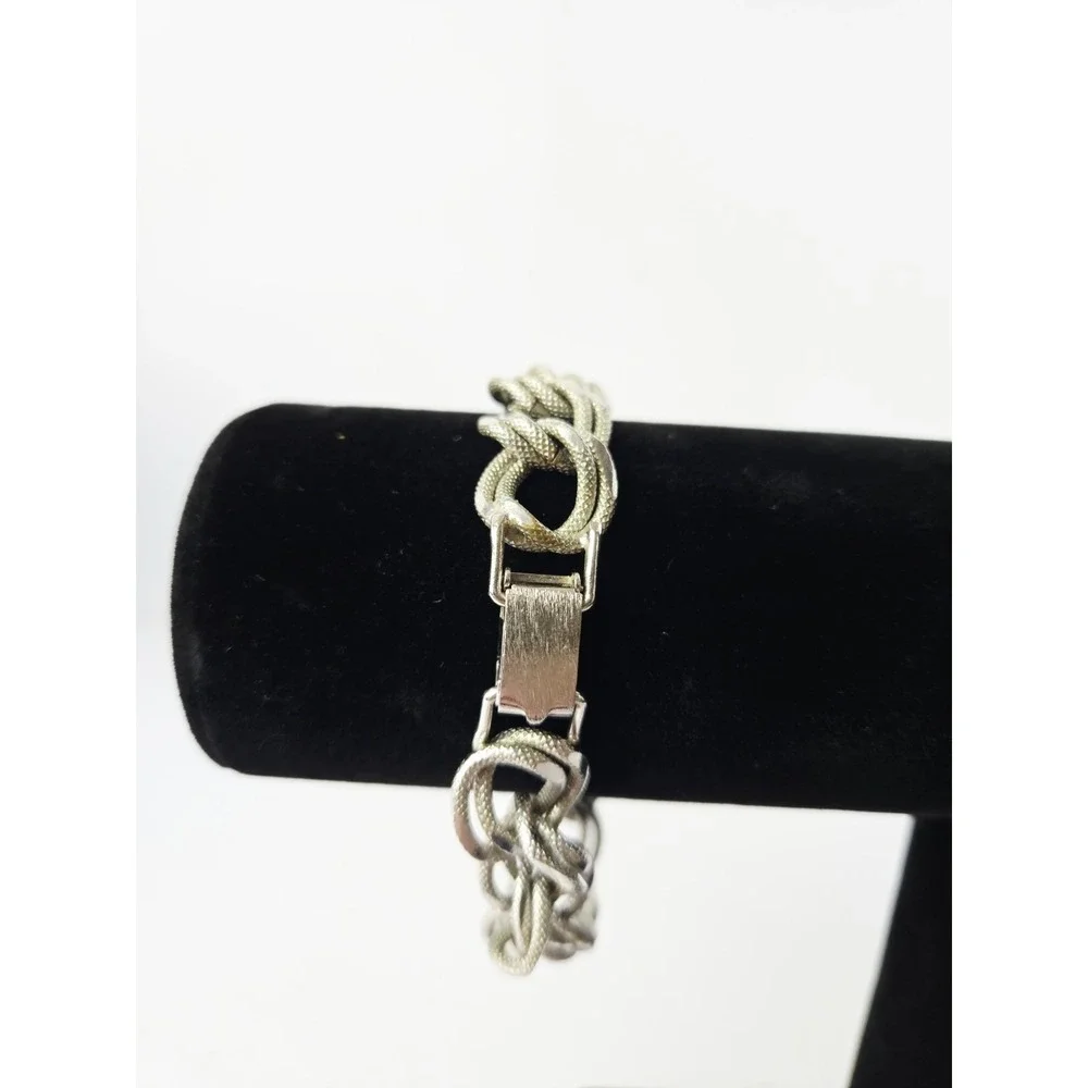 Vintage Napier Heavy Braided Bracelet Silver Tone Statement‎ 8